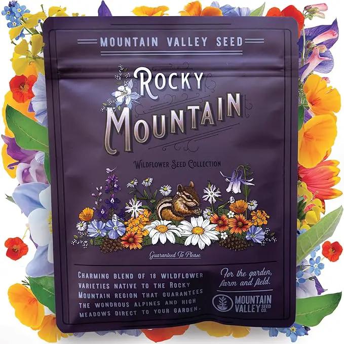 Wildflower Seeds - Rocky Mountain Mix, 2 oz (80,000+ Seeds) – 18 Non-GMO Varieties – Bulk Pollinator-Friendly Blend for Planting by GreenHaven Gardens