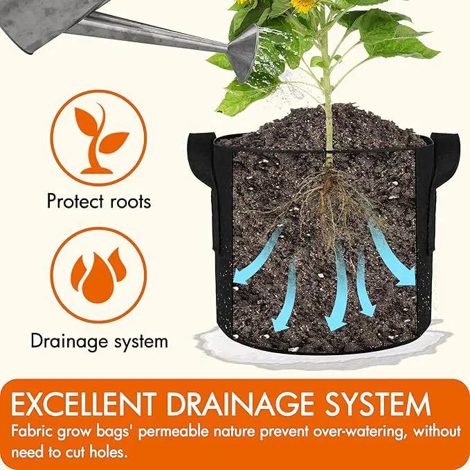 Gardzen 10-Pack 3 Gallons Grow Bags, Aeration Fabric Pots with Handles, Heavy Duty Cloth Pots for Plants by GreenHaven Gardens