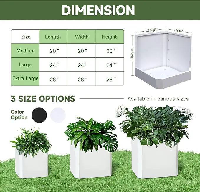Steel Planter Box-24"x24"x24"-Large Square Planter Box-Outdoor Indoor-Cube Steel Planter Heavy Duty White Metal Planter Flower Pot Commercial Residential for Home Garden Porch Hotel Patio by GreenHaven Gardens