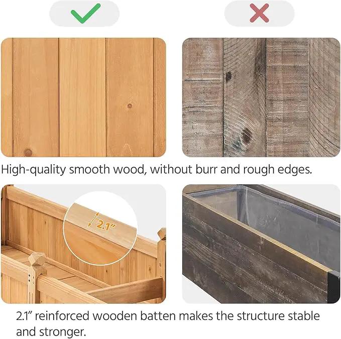 Yaheetech 90.5″ L×23.5″ W×16″ H Wooden Raised Garden Bed, Horticulture Wood Rectangular Garden Planter Outdoor, Raised Planter Box for Yard/Greenhouse/Vegetable/Flower/Herbs, Light Brown by GreenHaven Gardens