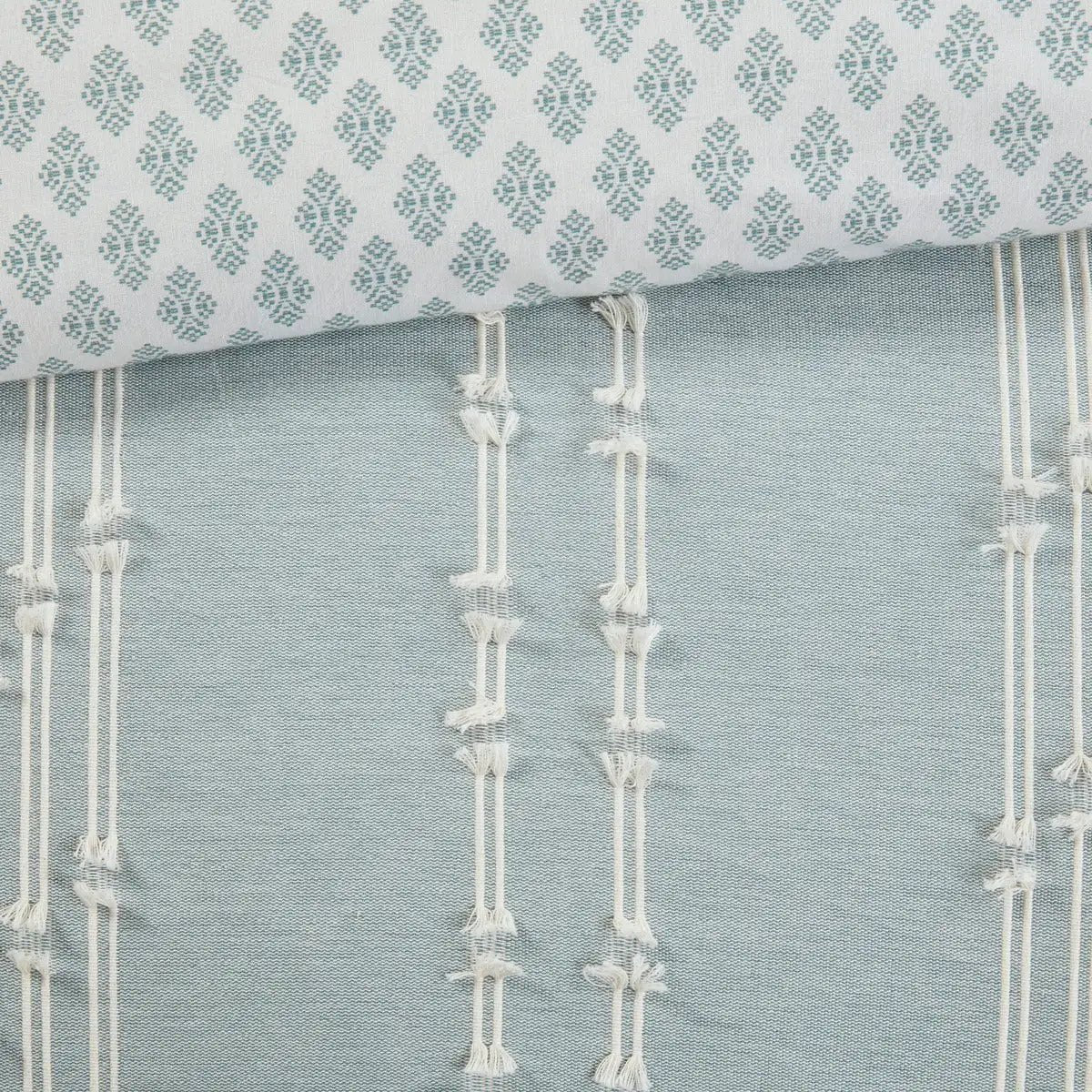 3 Piece Cotton Jacquard Comforter Set Aqua Full/Queen by HouseOfZazla