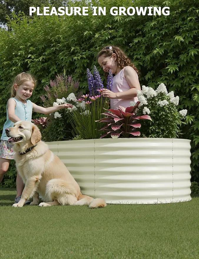 2 Pcs Raised Garden Beds Outdoor 6x3x2ft - Galvanized Steel Planter Box for Vegetables, Flowers, Rust-Resistant Garden Box, Easy Assembly Raised Beds, Durable Planters for Outdoor Plants, Beige by GreenHaven Gardens
