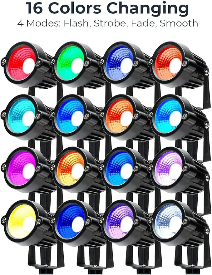 S SMIFUL Halloween Spot Lights Outdoor, RGB 5W 120V Waterproof Outdoor Spot Lights Remote Control Landscape Lighting Yard Uplights for Lawn, Yard, Trees, Garden, 6 FT Cord, US Plug, 2 Packs by GreenHaven Gardens