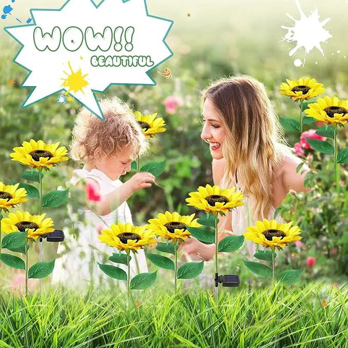 TYNLED Sunflower Solar Garden Lights, 2 Pack Outdoor Solar Powered Garden Stake Lights Waterproof Decoration Flower Landscape Lights for Garden Patio Pathway Backyard by GreenHaven Gardens
