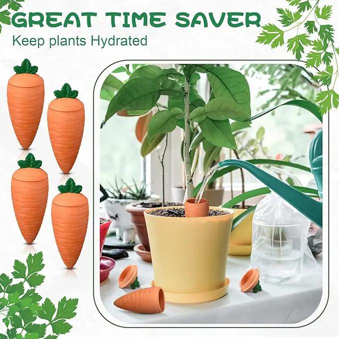 4 Pcs 24oz Terracotta Watering Spikes Self Watering Planter Insert Terracotta Stakes Olla Pot for Outdoor Indoor Garden Plants, Easy to Refill(Carrot) by GreenHaven Gardens