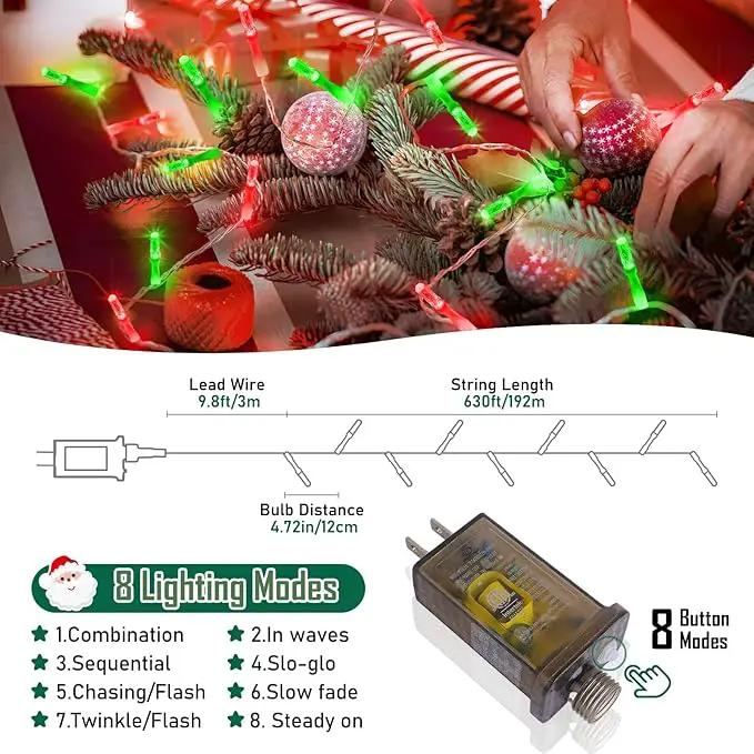 Heceltt 1600 LED 630 FT String Lights Outdoor, 8 Modes Christmas Lights Plug in, Waterproof Led String Lights with Timer and Memory for Christmas Home Party Tree Decorations (Red and Green) by GreenHaven Gardens