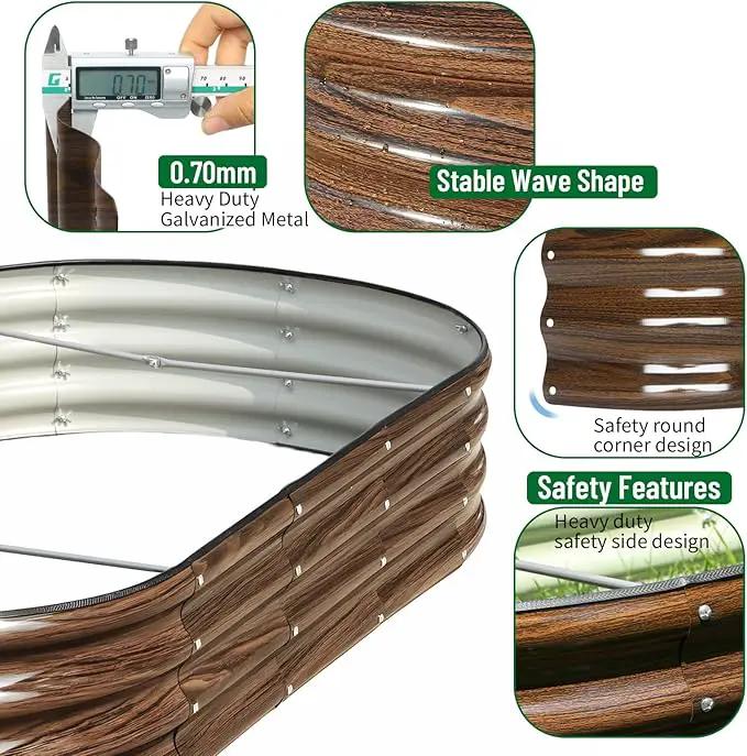 SnugNiture 2 Pcs 6x3x1ft Raised Garden Bed Kit, Outdoor Oval Metal Garden Planter, Ground Planter Box for Gardening Vegetables Flowers, Brown by GreenHaven Gardens