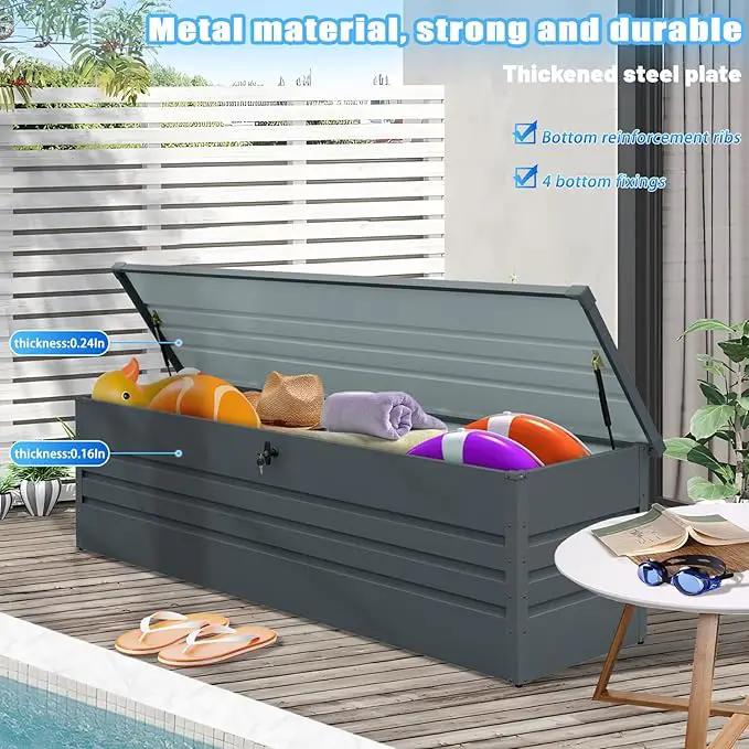 260 Gallon Waterproof Outdoor Storage Box, Extra Large Outside Metal Deck Storage Box for Patio Cushions, Garden Tools, Pool Supplies by GreenHaven Gardens