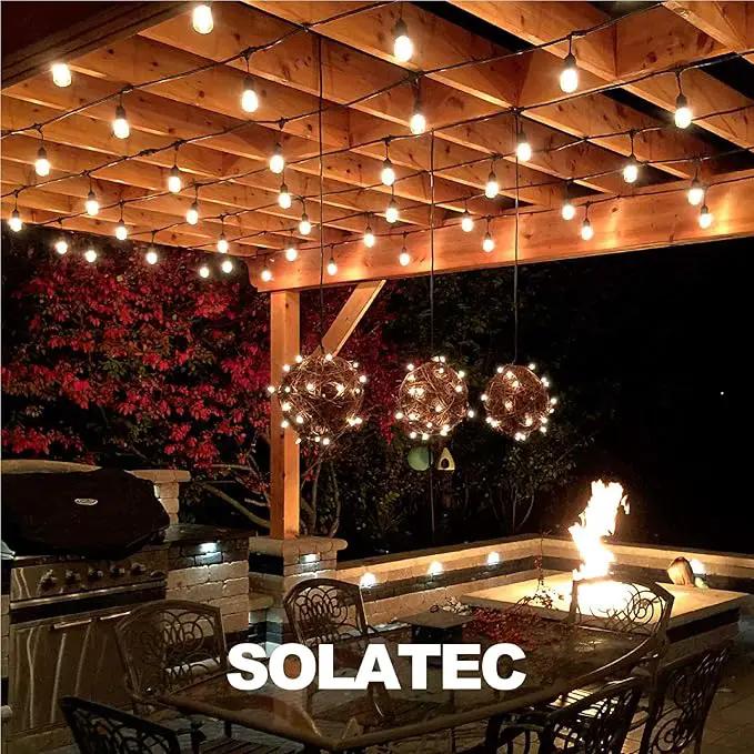 Solatec LED String Lights, Shatterproof 48FT 15 Hanging Sockets Commercial Grade Waterproof 2W Outdoor String Light Decor for Patio, Garden, Balcony, Deck S14 2W by GreenHaven Gardens