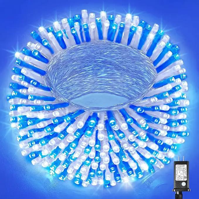 300 LED Christmas Lights Outdoor - 99ft Extra Long Christmas String Lights 8 Modes Plug in Waterproof Fairy Lights with Timer Memory for Indoor Outside Bedroom Home Party Decoration, Blue&White by GreenHaven Gardens