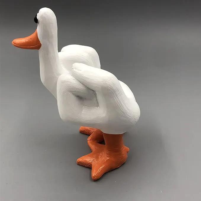 Middle Finger Duck You Figurine Middle Finger Desk Decor Funny Garden Decor Statues Figurines Ornaments for Home, Patio, Lawn, Yard, Office, Outdoor Decorations, Garden Gifts (White+Yellow) by GreenHaven Gardens