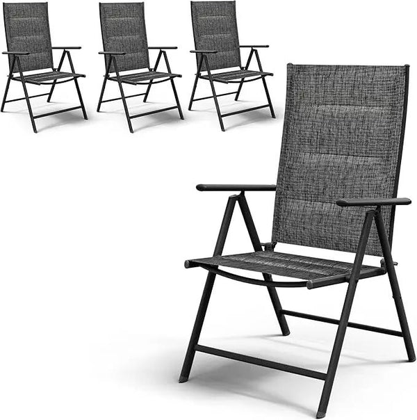 UDPATIO Patio Folding Dining Chairs Set of 2, Folding Lawn Chairs for Adults with Padded All Weather Breathable Textilene, Dark Gray