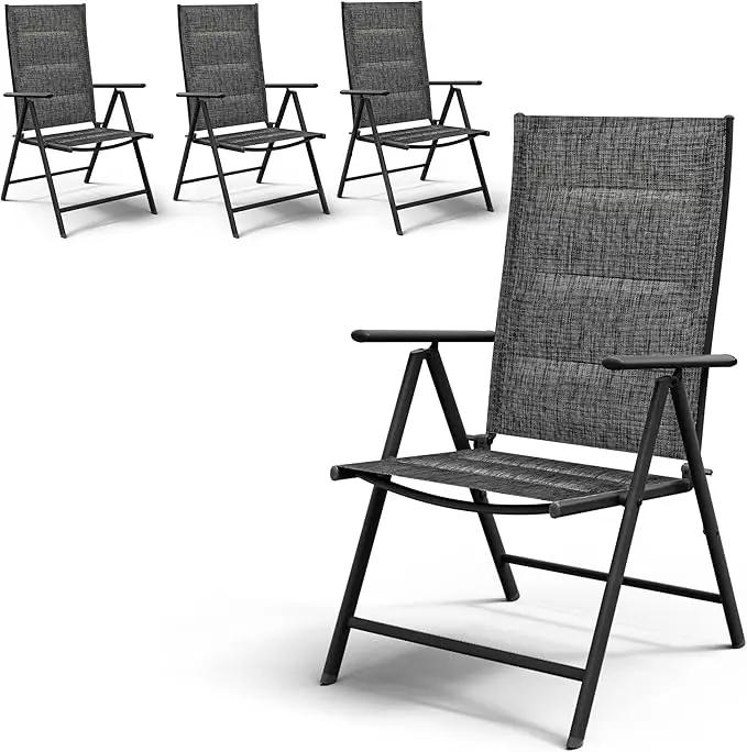 UDPATIO Patio Folding Dining Chairs Set of 2, Folding Lawn Chairs for Adults with Padded All Weather Breathable Textilene, Dark Gray by GreenHaven Gardens
