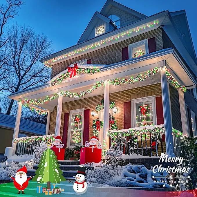JMEXSUSS Connectable Red White and Green Christmas Lights, 8 Modes 100 LED Twinkle String Lights Indoor, Clear Wire Plug-in String Lights Outdoor Waterproof by GreenHaven Gardens