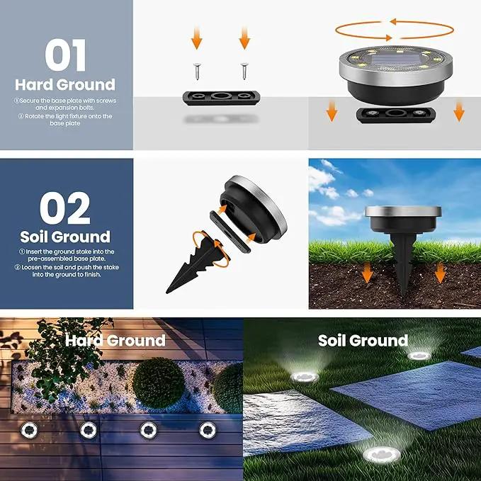 SOLPEX 16 Pack Solar Ground Lights Outdoor Waterproof, Solar Powered Pathway Lights, Landscape Lighting for Garden Walkway Driveway Backyard Decor (Cool White) by GreenHaven Gardens