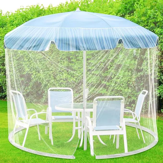 Windyun 2 Pcs 7 to 10 ft Patio Umbrella Mosquito Netting with Double Zipper Door, Screen Universal Hanging Mosquito Net for Patio Polyester Mesh Umbrella Screen for Outdoor and Patio Tables(White) by GreenHaven Gardens