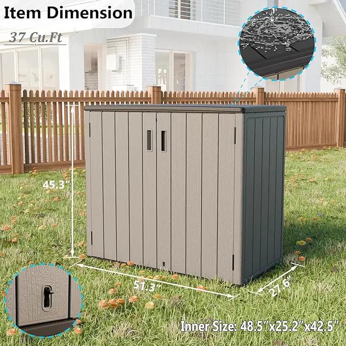 HOMSPARK 37 Cu.Ft Outdoor Storage Shed Weather Resistant, Multi Functional | Double-Wall Resin Storage Sheds & Outdoor Storage Box Waterproof for Backyard Garden Patio Lawn (Shallow Coffee) by GreenHaven Gardens