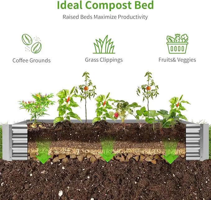 Land Guard 2 Pack 6×3×1ft Galvanized Metal Raised Garden Bed, Metal Planter Kit Box Outdoor for Deep-Rooted Vegetables, Flowers, Green and Herbs…… by GreenHaven Gardens