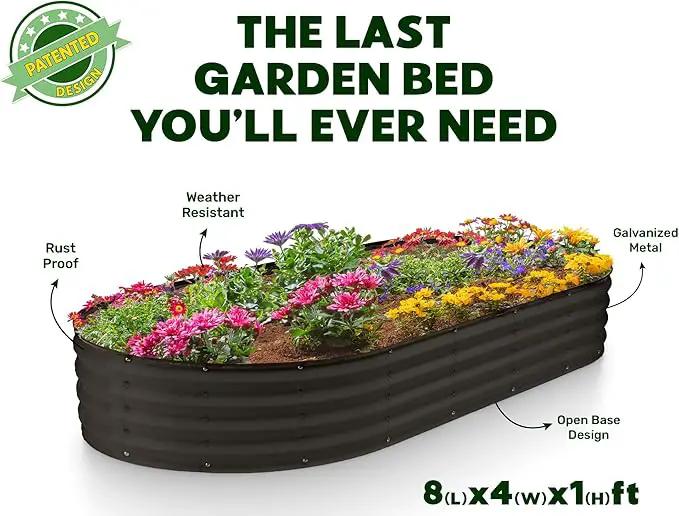 Galvanized Raised Garden Beds Outdoor // 8×4×1 ft (2-Pack) Planter Raised Beds for Gardening, Vegetables, Flowers // Large Metal Garden Box // Patented Tool-Free Design (Black) by GreenHaven Gardens