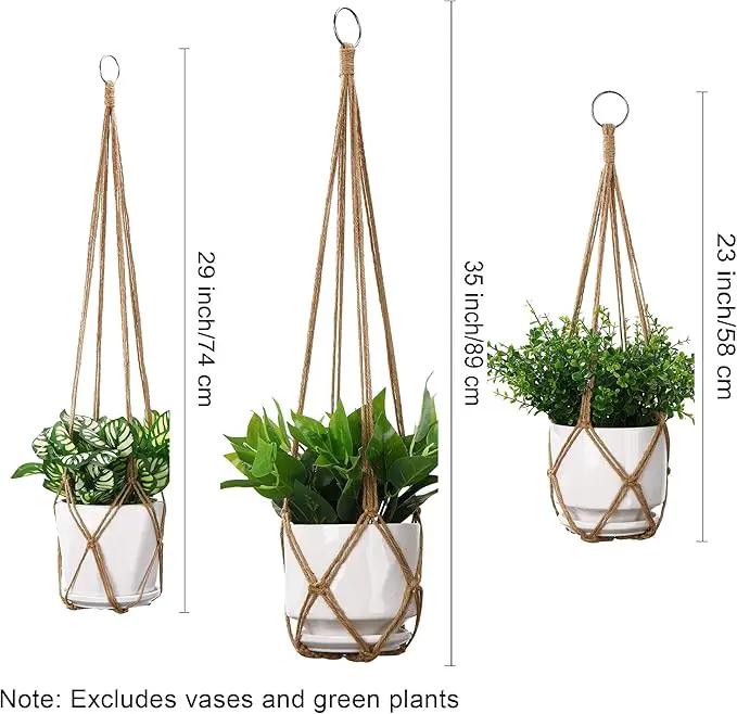 YIBOT 3 Pack Macrame Plant Hanger Indoor Hanging Planter Basket with 3 Hooks, 35"/29"/23" Hang Flower Pot Plant Holder for Indoor Outdoor Decorations, Brown (POTS NOT Included) by GreenHaven Gardens