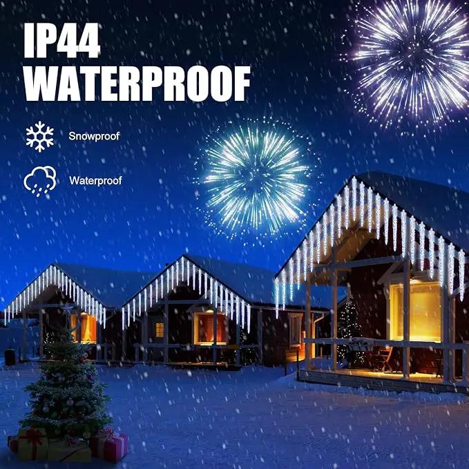 Christmas Meteor Shower Lights Outdoor, 30 Ft With 20 Large Tube 480 LED Dropping Effect, Waterproof Icicle Indoor for Tree Patio Roof Holiday Decor, Cool White by GreenHaven Gardens