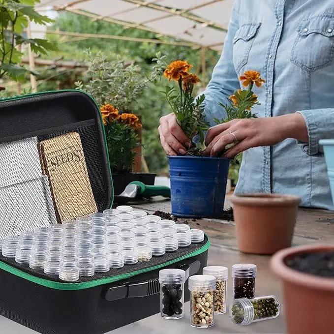 Seed Storage Box, Portable Seed Saving Box, Sturdy Seed Organizer Kit Seed Envelopes Funnel Label, Seed Container for Flower Plants Vegetable Seed, L-120 Slots by GreenHaven Gardens