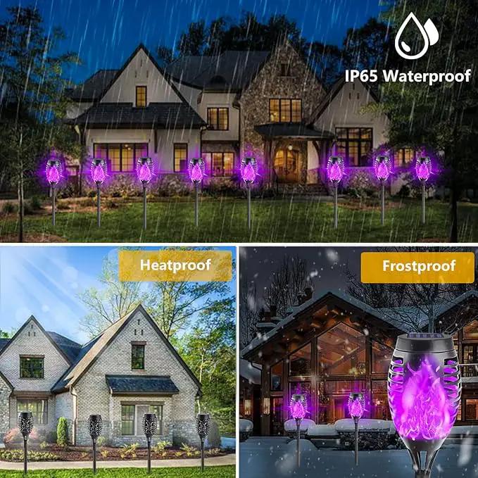 12-Pack Solar Lights Outdoor Waterproof,Halloween Decorations Solar Tiki Torches with Flickering Flame (Upgraded Super Bright),Halloween Solar Lights for Outside Patio Yard Porch Garden Decor （Purple） by GreenHaven Gardens