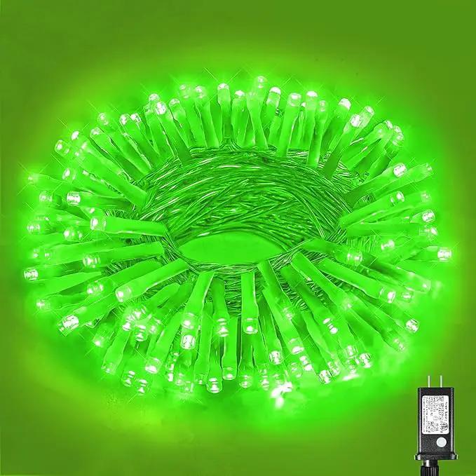 33ft 100 LED String Lights Indoor - Christmas Lights Outdoor 8 Modes Clear Wire Waterproof Plug in Twinkle Fairy Lights for Christmas St Patricks Day Decorations, Green by GreenHaven Gardens