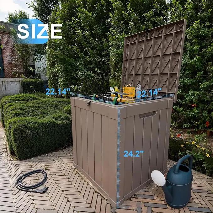 50 Gallon Resin Deck Box, Lockable Outdoor Storage Box for Patio Cushions Storage Furniture,Garden Tools, Pool Supplies, Weatherproof and UV Resistant (Grey) by GreenHaven Gardens