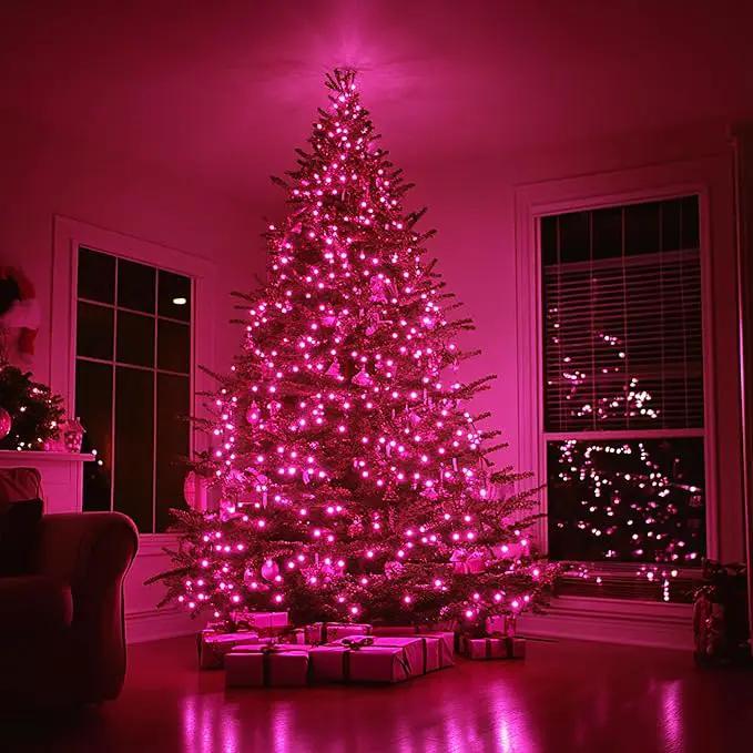 TW SHINE Christmas Lights, 20FT 100 Count Incandescent Mini Christmas Tree Light, Waterproof Xmas String Lights for Outdoor Indoor Home Party Yard Decorations, Pink by GreenHaven Gardens