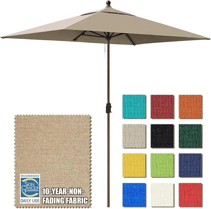 EliteShade USA 10-Year-Non-Fading 6.5x10Ft Rectangular Market Umbrella Patio Umbrella Outdoor Table Umbrella with Ventilation（Hrather Beige） by GreenHaven Gardens