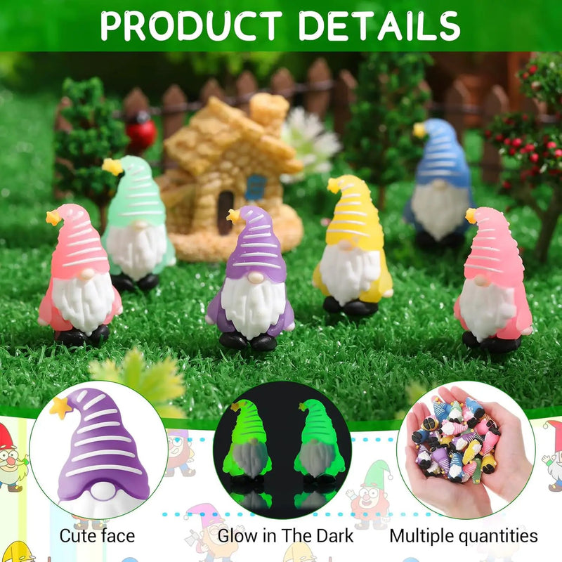 100 Pcs Luminous Mini Gnomes Figurines Fairy Glow in Dark Garden Miniature Gnome Figurines Decor Funny Poses Garden Yard Home Patio Lawn Backyard Hide See DIY Craft by GreenHaven Gardens