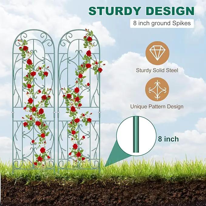 4 Pack Metal Garden Trellis for Climbing Plants,Green Metal Garden Trellis for Vines Plant Rose Vegetable Support,Large Decorative Outdoor Trellis by GreenHaven Gardens