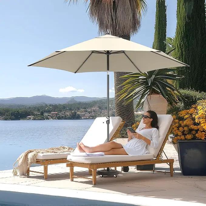 CROWN SHADES 9 Ft Patio Umbrella - Polyester Outdoor Umbrella with 30° Push Button Tilt, Patented Edge Connection Windproof Design for Patio, Pool, Garden & Table, UV Resistent by GreenHaven Gardens