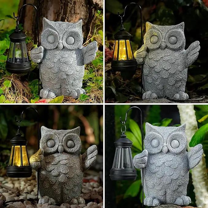 Solar Garden Statue Owl Figurine，Outdoor Garden Decor with Solar LED Lights for Patio,Balcony,Yard, Lawn-Unique Holiday Gifts for Women, Mom by GreenHaven Gardens