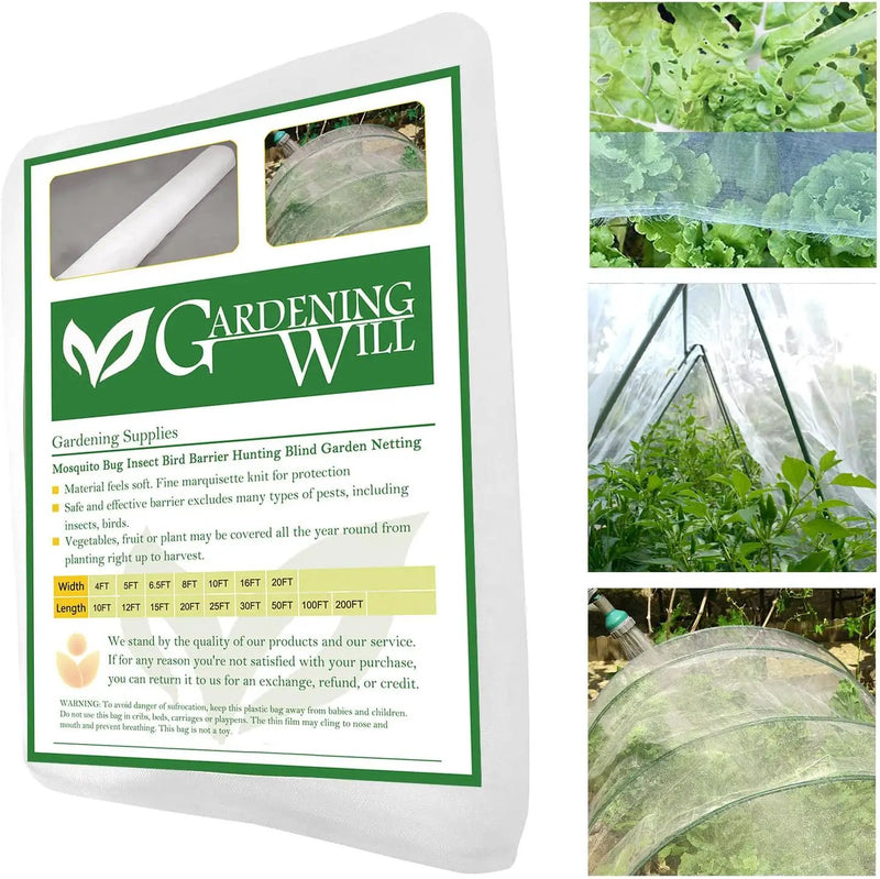 10Ft x 50Ft Mosquito Bug Insect Bird Fine Mesh Net Barrier Hunting Blind Garden Screen Netting for Protect Your Plant Fruits Flower by GreenHaven Gardens