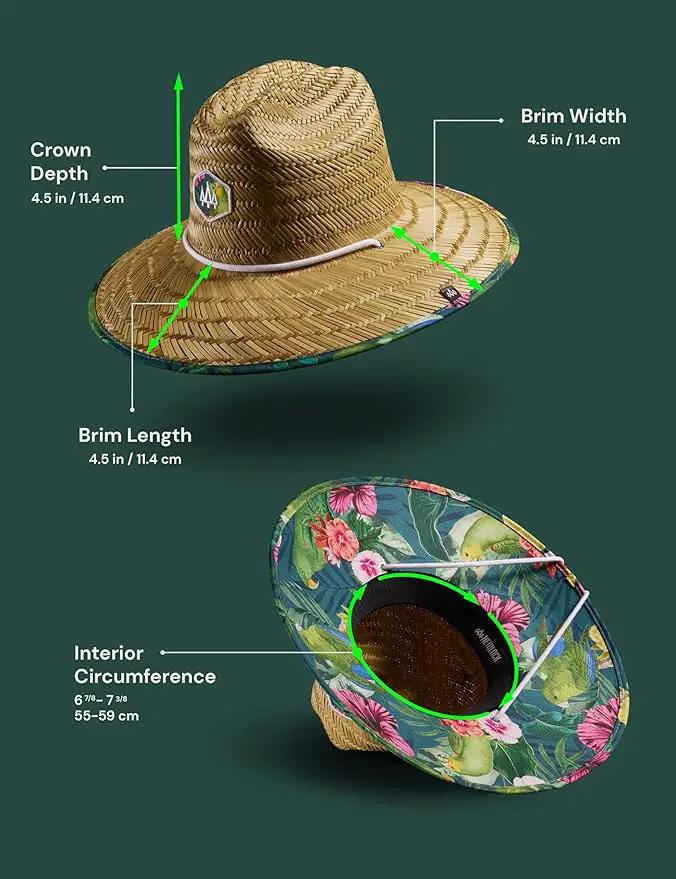 Straw Hat for Men & Women | Lifeguard Hat, Beach Hat & Sun Hat | UPF 50+ Wide Brim for Sun Protection | One Size | Hemlock by GreenHaven Gardens