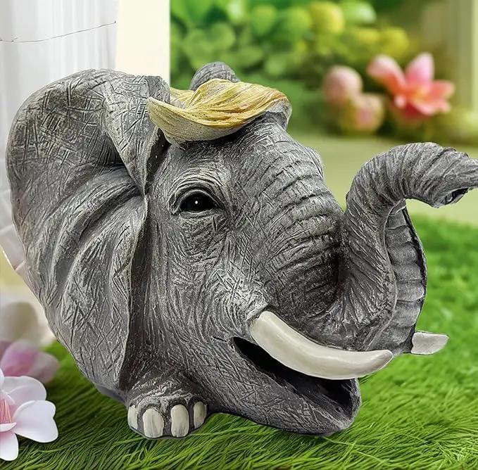 Teaeeno Elephant Decor Statue Gutter Downspout Extension Decorative,Animal Statue Outdoor Decor,3"×4" Rain Gutter Downspout Splash Block,Garden Splash Block Outdoor Sculpture,Rain Downspout Diverter by GreenHaven Gardens