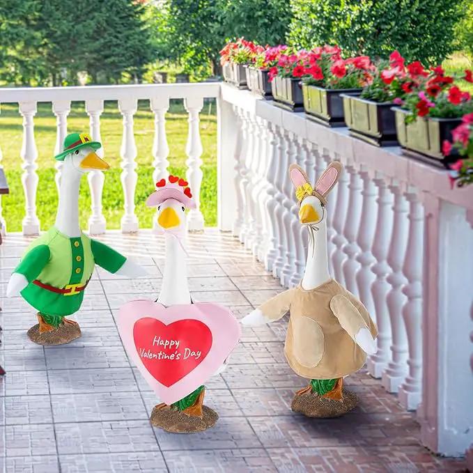 3 Sets Seasonal Goose Outfits Valentine Easter St. Patrick Festivals Lawn Clothing for 23'' Goose Lawn Garden Patio Yard Porch Outdoor Decorations by GreenHaven Gardens