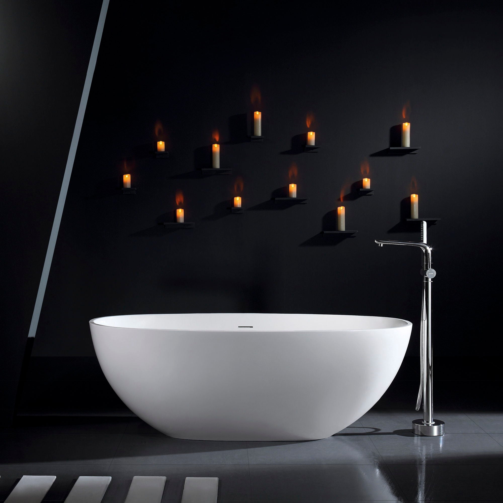 65.2" Freestanding Solid Surface Soaking Bathtub For Bathroom - Matte White by HouseOfZazla