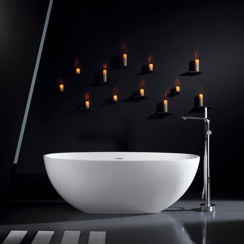 65.2" Freestanding Solid Surface Soaking Bathtub For Bathroom - Matte White by HouseOfZazla