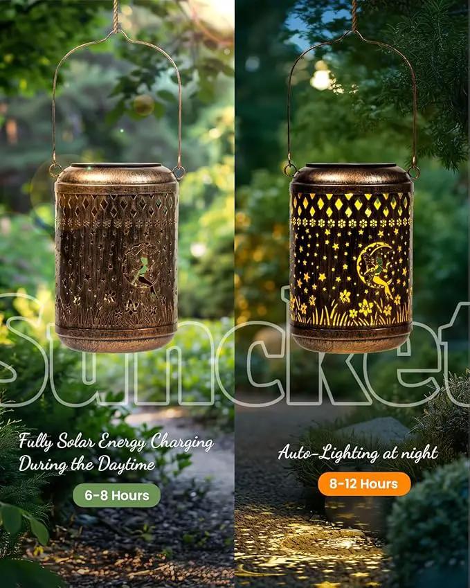 Solar Lanterns Outdoor Hanging Waterproof,2Pack Fairy Garden Decor Gifts for Women Mom, Solar Lights Metal Fall Decoration Outside for Yard, Patio,Garden,Backyard,Porch by GreenHaven Gardens