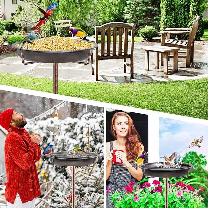 Metal Bird Bath for Outside Garden Birdbath Bowl, 36.2" Height Freestanding Bird Feeders for Outdoors with 4 Prongs Base Stake, Standing Birdfeeders for Yard Lawn Decor (Retro Copper) by GreenHaven Gardens
