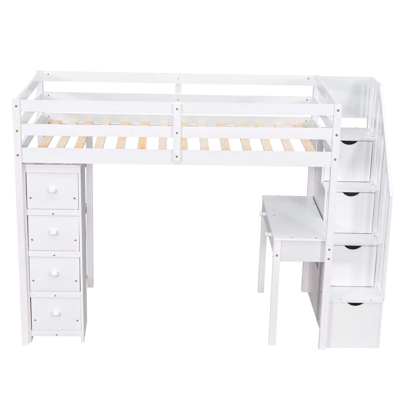 Loft Bed With Storage Drawers, Desk And Stairs With Shelves by Unique Piece Furniture