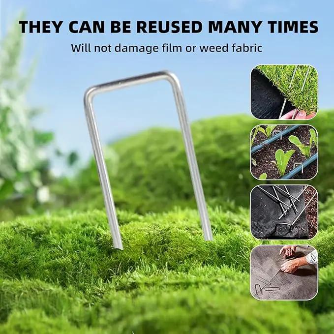 24 Pack Sturdy Garden Landscape Staples, 6 Inch Galvanized Steel Sod Pins Anti-Rust Stakes for Weed Barrier, Christmas Decorations and Landscaping Fabric. by GreenHaven Gardens