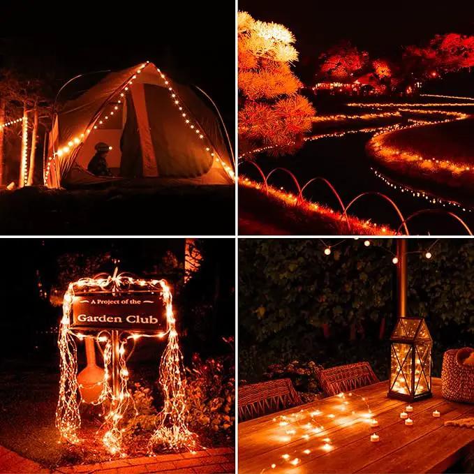 JMEXSUSS 4 Pack Orange Solar Fairy Lights, Total 400 LED 132 FT Orange Halloween Light, 8 Modes Copper Wire Solar String Lights Outdoor Waterproof for Halloween Garden Yard Tree Christmas Decor by GreenHaven Gardens