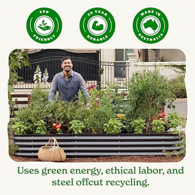 Epic Gardening 5-in-1 Modular Galvanized Raised Garden Bed Kit, 15" Tall Metal Planter Box, Durable Aluzinc Steel Raised Garden Bed Outdoor for Vegetables, Herbs, Flowers & Fruits - Round - Slate Grey by GreenHaven Gardens