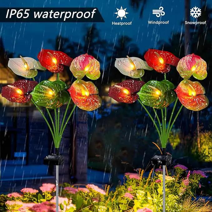 Solar Lights Outdoor,4 Packs Solar Garden Flower Lights with Anthurium Plant Lights,Garden Birthday Gifts for Women,Waterproof Solar Stakes Lights for Outside Yard Patio Lawn Decoration by GreenHaven Gardens