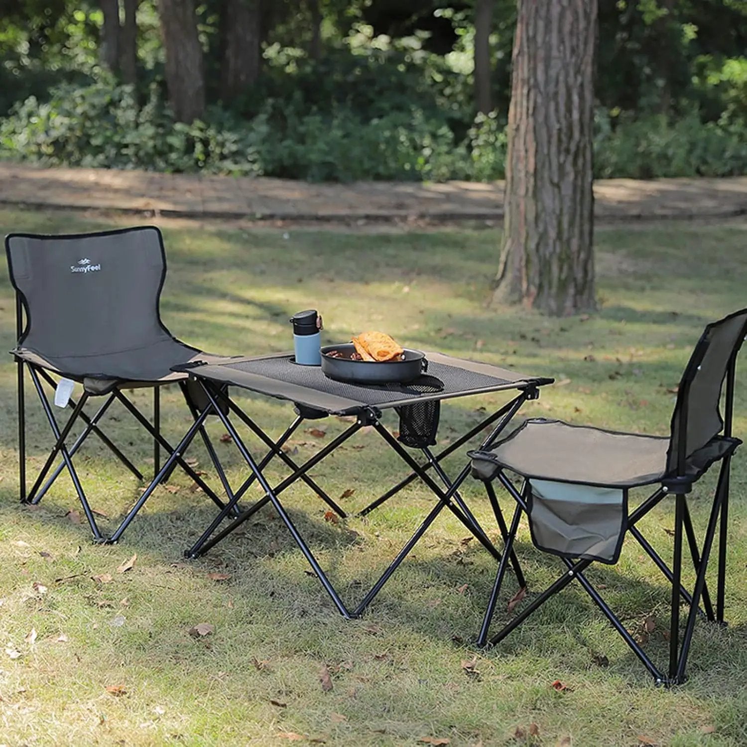 SUNNYFEEL Outdoor Folding Table | Lightweight Mesh Compact Camping Table, Roll Up Top 2 People Portable Camp Tables with Carry Bag for Picnic/Cooking/Beach/Travel/BBQ by GreenHaven Gardens