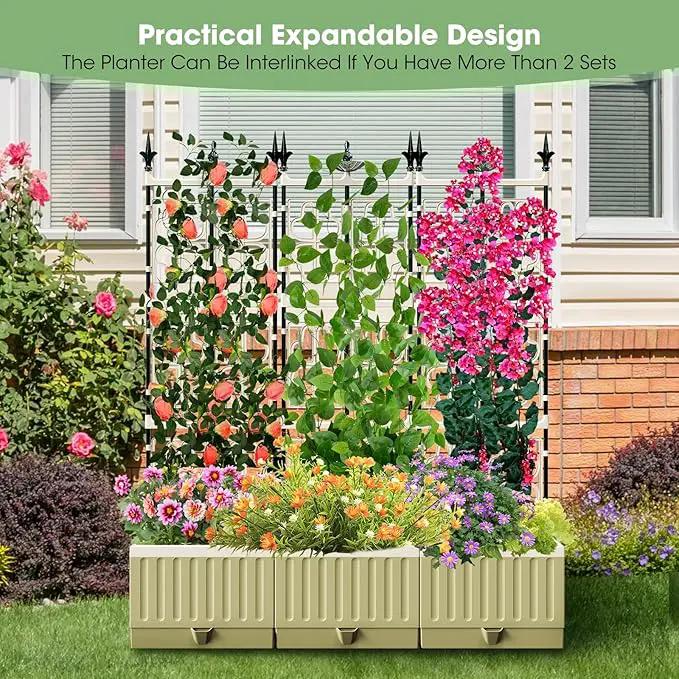 Tomato Planter Box with Trellis, 62" Self Watering Planter Trellis for Climbing Plants Outdoor, Raised Garden Bed for Garden Vegetables Flowers Herbs Indoor Outdoor by GreenHaven Gardens